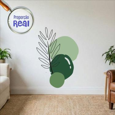 Imagem de Adesivo Floral Boho Verde Estilo Nórdico 100x69 Minimalista Mod.02