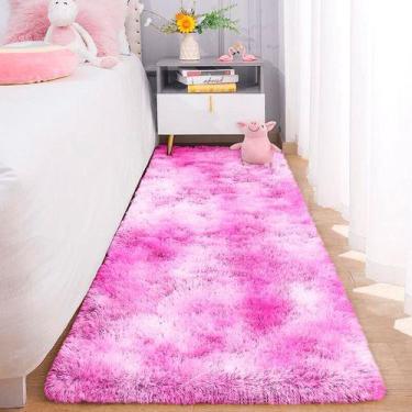 Imagem de Passadeira Quarto Felpudo Peludo Mesclado Rosa 60 X 180 Cm - Tapetes S