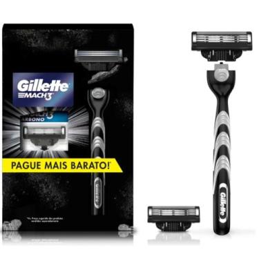 Imagem de Aparelho de Barbear Gillete Mach3 Carbono Kit Cabo + 2 Refil