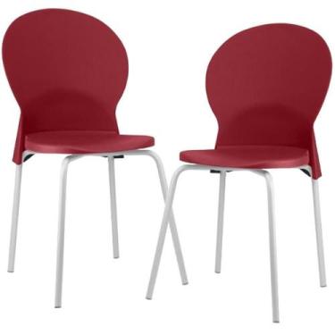 Imagem de Kit 02 Cadeiras Para Sala De Jantar Cozinha Mond F02 Base Aço Branco V