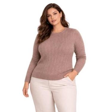Imagem de Suéter Tricô Feminino City Lady by Facinelli Plus Size 658140 Nude-Feminino