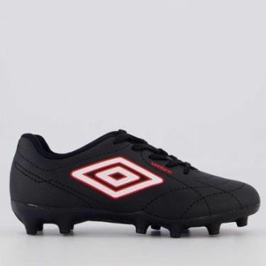 Imagem de Chuteira Umbro Class Footballer Campo Juvenil Preta e Vermelha-Masculino