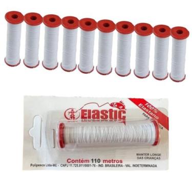 Imagem de Kit 10 Un Elástico para Amarrar Isca Elastic COR BRANCO 110 M - Polipe