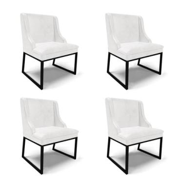 Imagem de Cadeira Sala de Jantar Industrial Preto kit 4 Liz Sint PU Branco D03 -