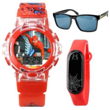Imagem de Relogio Digital Homem Aranha Infantil + Oculos Proteção Uv Ajustavel P