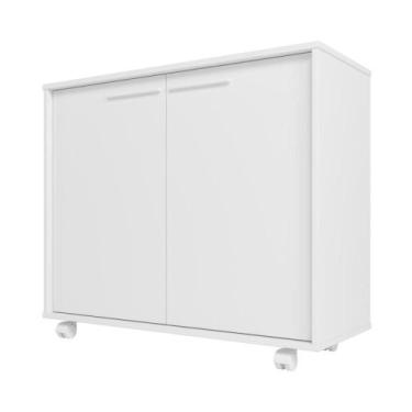 Imagem de Balcão Multiuso 2 Portas 2 Prateleiras BMU114 com Rodízios Branco - BR