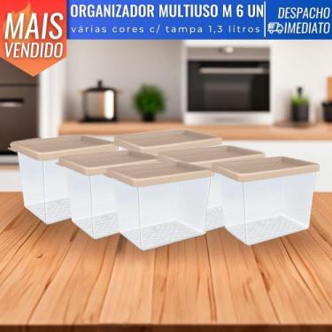 Imagem de Jogo De Potes 6 Peças 1,3 Litros Multiuso Com Tampa Plástico Cozinha P