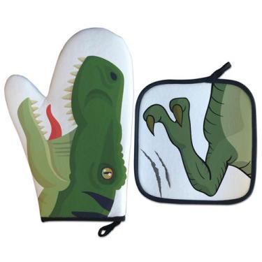 Imagem de Luva Térmica Dinossauro T-Rex Cozinha Criativa Geek - Geek Vip, Branco