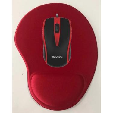 Imagem de Mouse Fio Usb 1000 Dpi Hoopson Ms-038vr + Mousepad Vermelho
