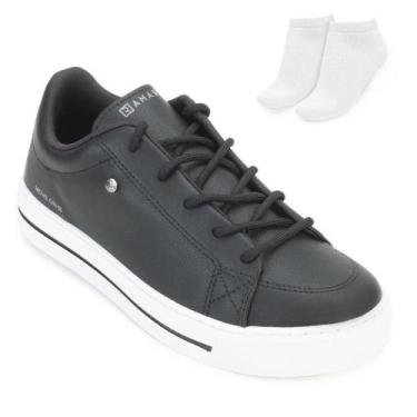 Imagem de Tênis Casual Ramarim e Meia RM23-23932, 35, Preto, Branco