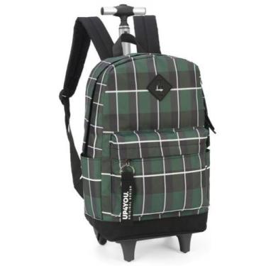 Imagem de Mochila Luxcel de Rodinha Up4you Xadrez Verde C/ Chaveiro