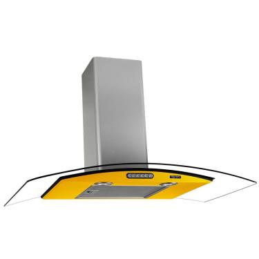 Imagem de Coifa de Parede Terim Vidro Curvo Duto Slim 70cm Inox com Exaustor Depurador Amarelo 220V