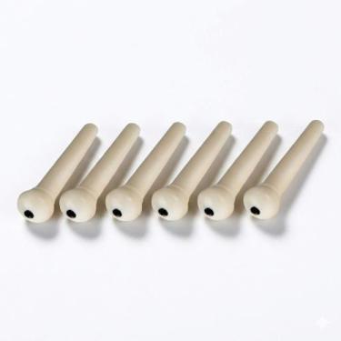 Imagem de Kit 6 Pinos MXT Plástico Branco Cavalete Violão Aço Folk Trava Cordas 