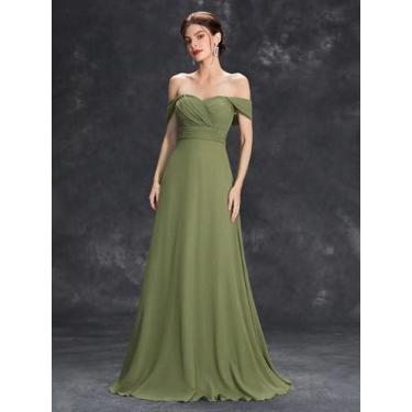 Imagem de Vestido Longo De Chiffon Plissado Com Decote Coração Para Formatura, F