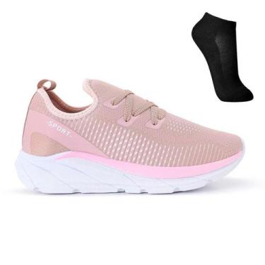 Imagem de Tenis Meia Feminino Esportivo Treino Academia Light Sport + Meia, Nude