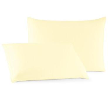 Imagem de Par de Fronhas Minimal Malha 100% Algodão 50x70 com Zíper Amarelo Clar