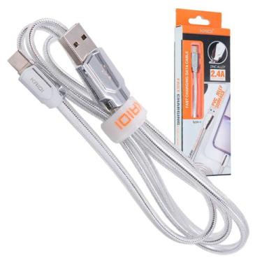 Imagem de Cabo Carregador USB Fast Turbo TipoC Prata 1 Metro Rápido Modo Turbo C