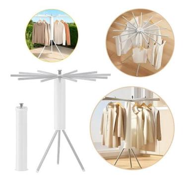 Imagem de Varal De Chão Açoinox 16hastes Portátil Dobrável 1andar 360o Branco - 
