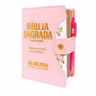 Imagem de Bíblia Sagrada Evangélica Femenina - Botão Rosa  ARC - João Ferreira d