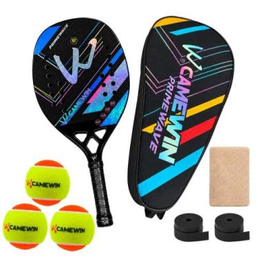 Imagem de Kit Raquete Beach Tennis Camewin Carbono 3K + 3 Bolinhas, Primewave gr