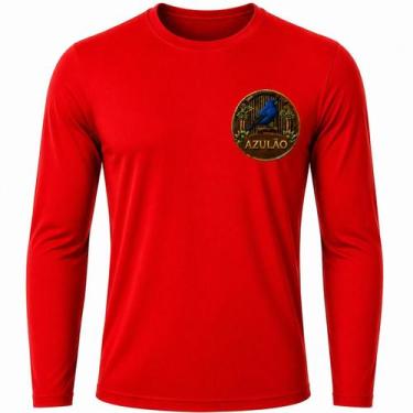 Imagem de Camisa Uv +50 Pássaro Azulão - Proteção Solar cor:VermelhoTamanho:GG -
