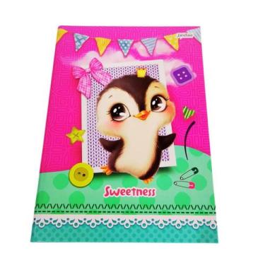 Imagem de Caderno 1/4 Brochura Sweetness 80 Folhas Envio Imediato Cor:Pinguim - 