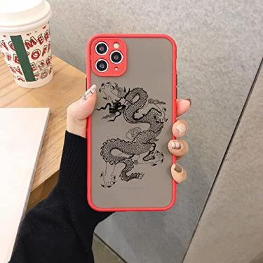 Imagem de Capa de telefone rígido de desenho animado estilo dragão para iPhone X XR XS 11 12 13 pro max Mini Plus 7 8 Plus SE 2020 Capa protetora, Red Dragon, para iPhone 12
