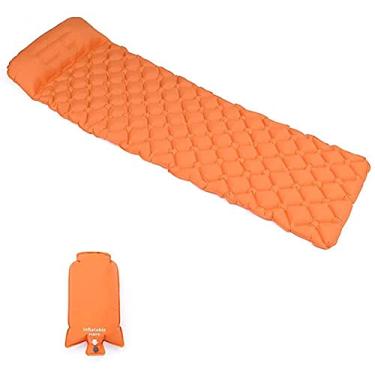 Imagem de GQYYS Tapete de acampamento, almofada inflável ultraleve com travesseiro, impermeável e à prova de umidade – Colchão compacto e portátil para atividades ao ar livre, esportes, caminhadas, mochilão, viagens