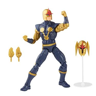 Imagem de Marvel Legends Super Hero Collectible Series - Figura de 15 cm Marvel's Nova - F0203 - Hasbro, Azul e dourado e vermelho