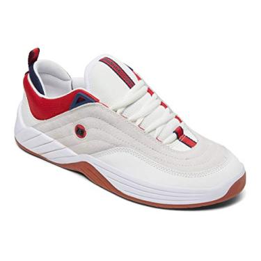 Imagem de DC Williams tênis masculino slim inspirado em skate, White/Navy/Red, 8
