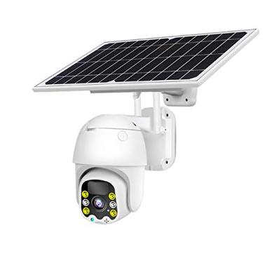 Imagem de Câmera de segurança 4G LTE, câmera de segurança sem fio externa, câmera IP WiFi 1080P com visão noturna colorida, detecção de movimento PIR, IP66 à prova d'água, áudio de 2 vias