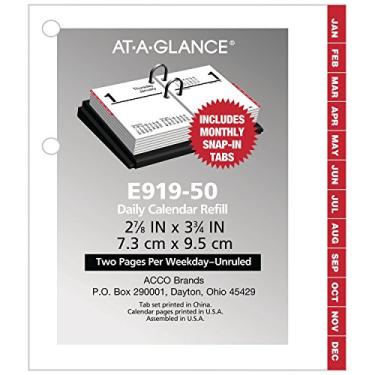 Imagem de AT-A-GLANCE 2020 Refil de calendário para mesa diária, 7,6 cm x 9,9 cm, Tamanho do bolso 2, Folha solta (E91950), Edição Antiga