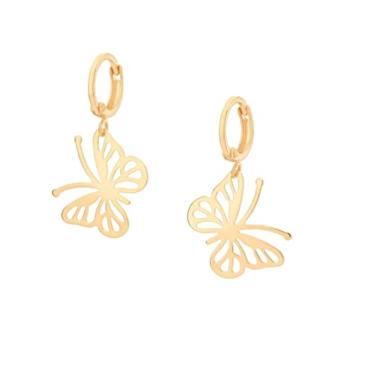 Imagem de Brinco Rommanel Banhado Ouro Argola Pequena Com Borboleta 526776