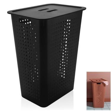 Imagem de Cesto Organizador De Roupas Grande 47L  Com Tampa Plástico Lavanderia - CO 570 Ou