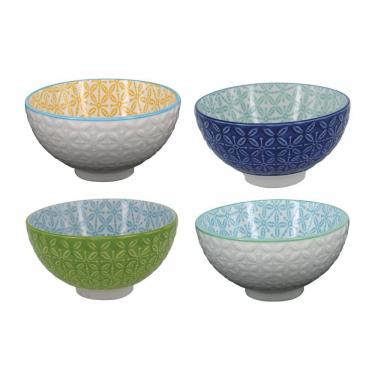 Imagem de Kit 4 Bowls/Cumbuca De Porcelana Decorativo 12cm HP0011 Colorido