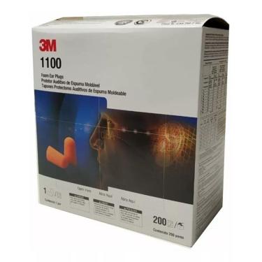 Imagem de Caixa 200 Protetor Auditivo PLUG Espuma Auricular 1100 3M
