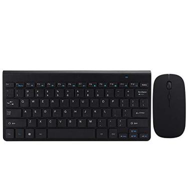Imagem de Teclado sem fio 2,4 G + conjunto de mouse, design ergonômico ultra fino teclado confortável para casa, escritório, negócios (preto)