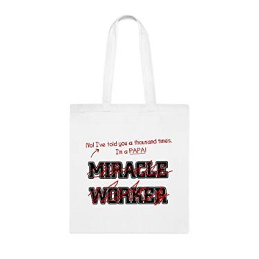 Imagem de Sacola Papa Worker (Papa Worker, Papa Idea, Gift For Papa, Papa Shoulder Bag, Papa reutilizável bags, Gift for Papa Papa of Favorite Daughter, Son And Kids, Branco