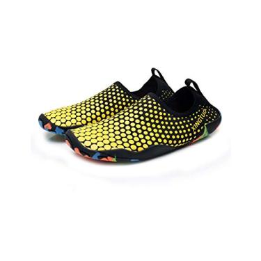 Imagem de Bestgift Sapatos de água a montante de interferência de velocidade sapatos de praia ao ar livre Sapatos de natação masculinos e femininos Ponto Amarelo 36