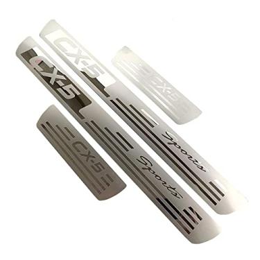 Imagem de GZBFTDH Proteção de Peitoril Soleira da Porta, para Mazda CX5 2013-2022 Carro Acessórios, Aço Inoxidável Kick Plate Guard de Pedal de Limiar Protetor, Peças para Automóveis