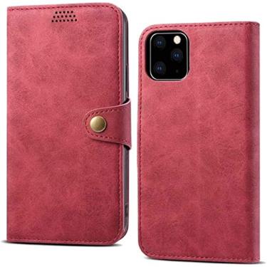 Imagem de HAODEE Capa de telefone de carteira de couro imitação de concha para Apple iPhone 11 Pro (2019) 5,8 polegadas, com 3 slots de cartão (cor: vermelho)