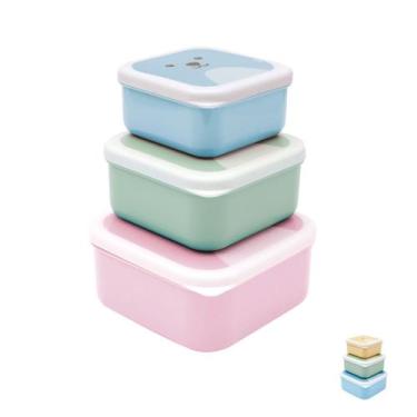 Imagem de Kit Potes De Papinha Com 3 Tamanhos Diferentes Gumy Azul Rosa Buba