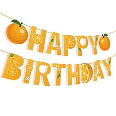 Imagem de Kristin Paradise Orange Fruit Happy Birthday Banner, Berry Sweet Party Sign, Little Cutie Theme Decorations, Summer Citrus Boy Girl Baby Shower Supplies, Clementine Bday Kids 1st First Decor