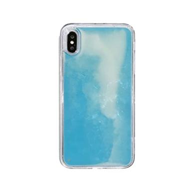 Imagem de Capa de areia movediça compatível com iPhone 14 Pro Max Glow Rosa Dinâmica Capa de areia movediça para iPhone 11 12 Pro Max Mini XS X XR 6 7 8 Plus (iPhone6/6s Plus, azul e branco)