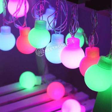 Imagem de Varal Cordão De 20 Lâmpadas De Led Colorido Alto Brilho Decoração Nata