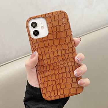 Imagem de Capa de telefone de silicone macio textura jacaré para iphone 12 mini 11 pro xs max x xr se 7 8 plus serpentina capa de couro pu, marrom, para iphone 12