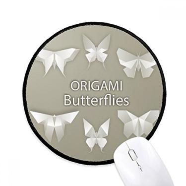 Imagem de Mouse pad branco abstrato com estampa de origami, tapete redondo para computador