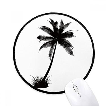 Imagem de DIYthinker Tapete de mouse com contorno preto de praia de coqueiro para mesa de escritório tapete redondo para computador