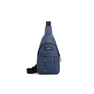 Imagem de Bolsa Pochete Transversal Lona Compartimento Para Celular (Azul)