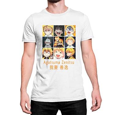 Imagem de Camiseta T-Shirt Anime Demon Slayer Zenitsu Expressões Cor:Branco;Tamanho:G